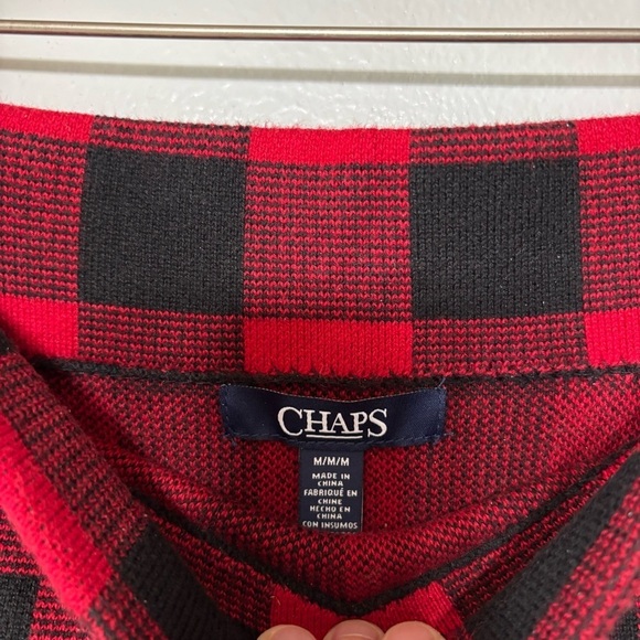 Chaps Winter Red/Black Buffalo Plaid Knit Pull On Knee Length Skirt Size M - Picture 2 of 4